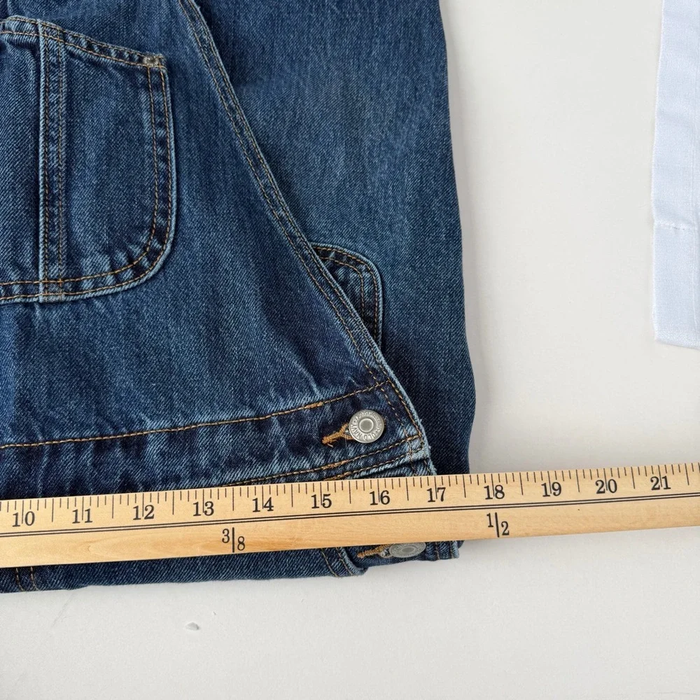 Old Navy Retro Y2K 90s Indigo Blue Denim Ankle Length Overalls Size 6 - Picture 9 of 14